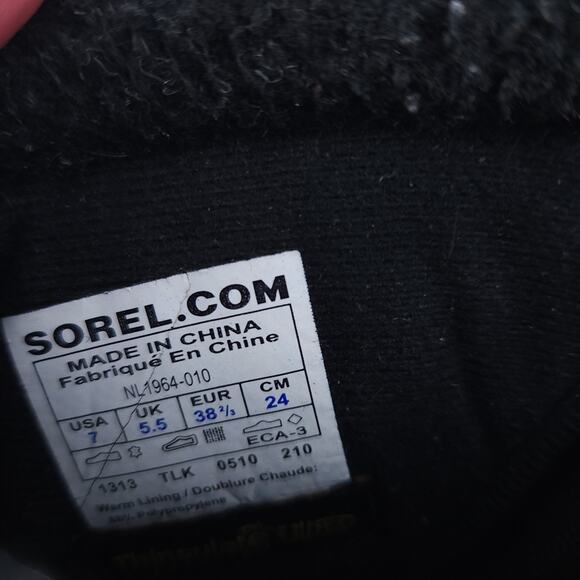 Sorel Waterfall Black Suede Leather Winter Boots Women Sz 7, Thinsulate - Picture 6 of 8